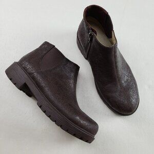 Alegria Shayne Impressions Ankle Boot Womens 7-7.5 37 Brown Leather Floral Zip